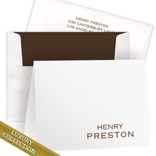Luxury Preston Folded Note Card Collection - Raised Ink